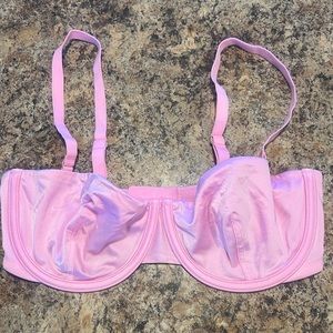 CUUP Satin Unlined Balconette Bra Pink Size 34D NWOT